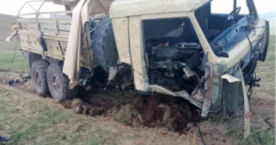 Азербайджанский грузовик подорвался